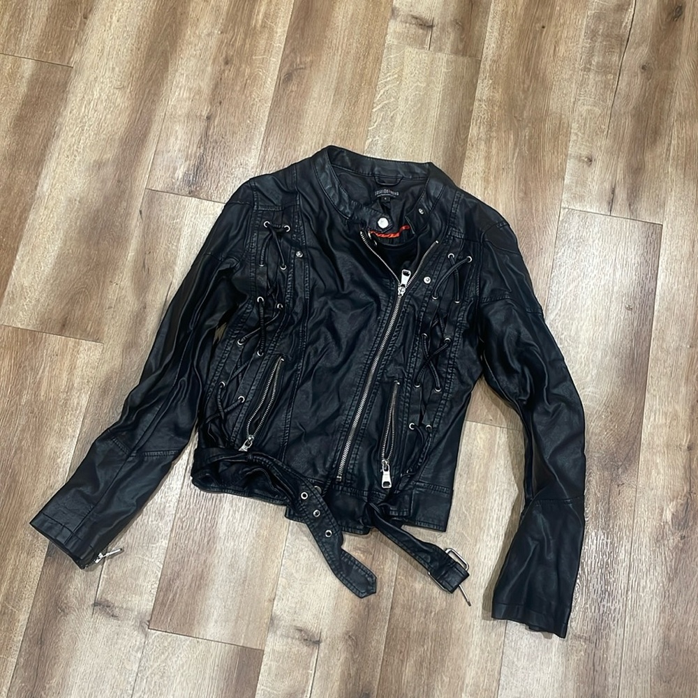 Leather Biker Jacket, leather jacket, leather zip up jacket, black jacket, black